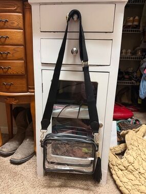 Clear Crossbody Bag with Black Trim and Gold Hardware